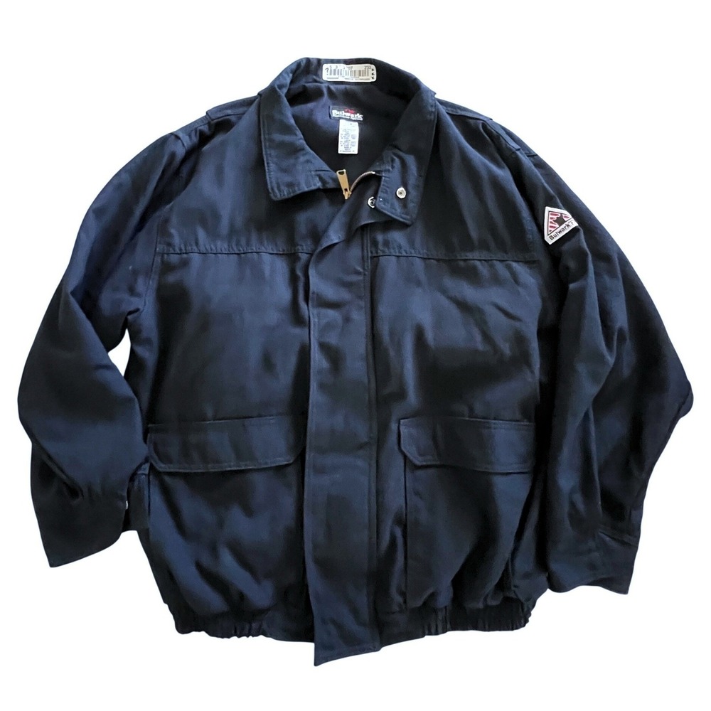 Bulwark Bomber Jacket Men XL Navy JNJ8NV2 FR Nomex Workwear - Picture 2 of 11